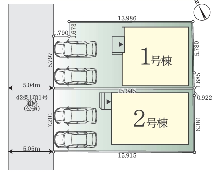 相模原市中央区宮下本町3丁目の新築戸建て2の区画図の写真