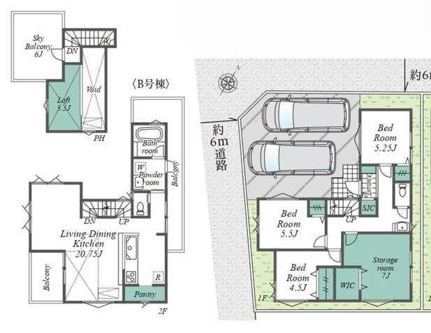 相模原市中央区高根2丁目の新築戸建てBの間取図の写真