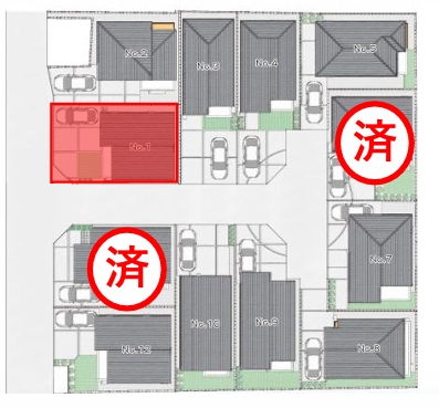 相模原市緑区東橋本3丁目の新築戸建て1の区画図の写真