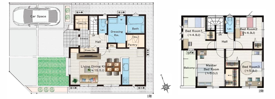 相模原市緑区東橋本3丁目の新築戸建て1の間取図の写真