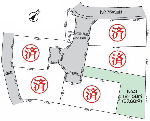 相模原市緑区大島の土地、区画3の区画図