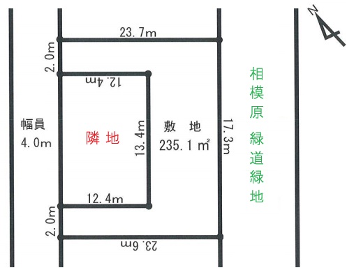 相模原市南区東大沼4丁目の土地の区画図