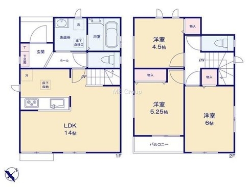 相模原市南区東大沼2丁目の新築戸建てBの間取図の写真