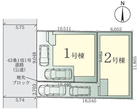 相模原市南区南台6丁目の新築戸建て1の区画図の写真