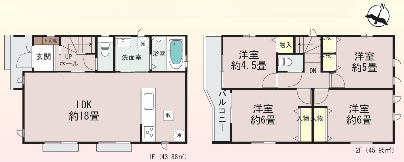 相模原市南区下溝の新築戸建てAの間取図の写真