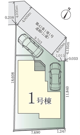 相模原市南区相南2丁目の新築戸建て1の区画図の写真
