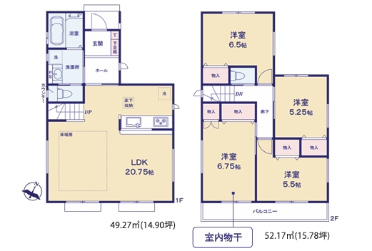 相模原市南区相南3丁目の新築戸建て1の間取図の写真