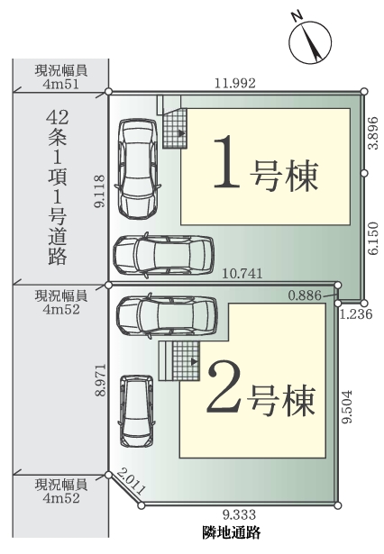 相模原市中央区宮下本町3丁目の新築戸建て1の区画図の写真