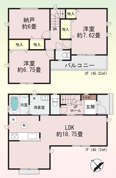 相模原市中央区中央6丁目の新築戸建て1の間取図の写真