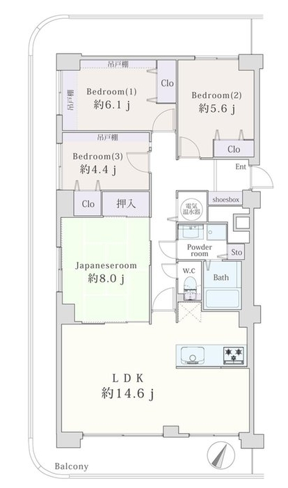 八王子市台町の中古マンションの間取図の写真