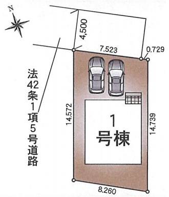 八王子市大楽寺町の新築戸建ての区画図