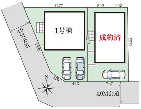 八王子市富士見町の新築戸建て1号棟の区画図