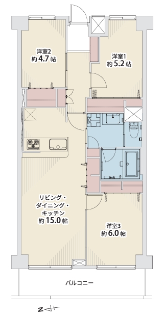 八王子市初沢町の中古マンションの間取図の写真