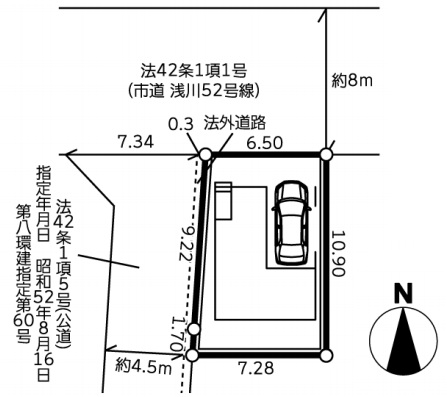 八王子市東浅川町の新築戸建ての区画図