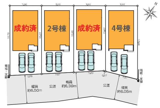 八王子市東浅川町の新築戸建ての区画図