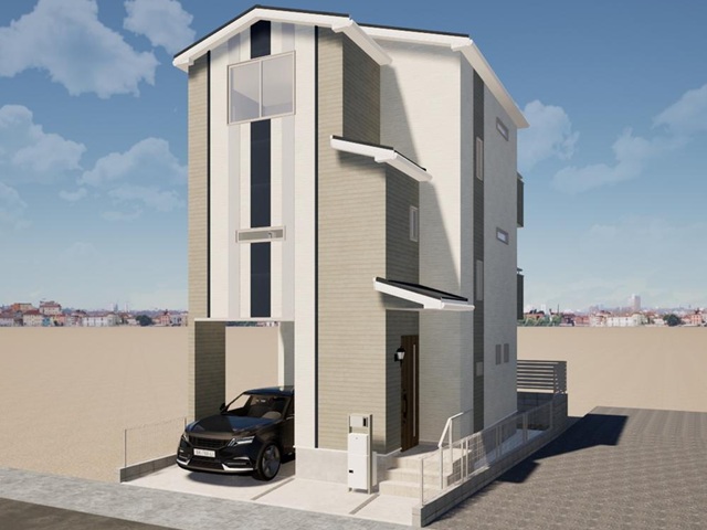 八王子市東浅川町の新築戸建ての外観の完成予想図1