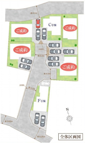八王子市上壱分方町の新築戸建ての区画図
