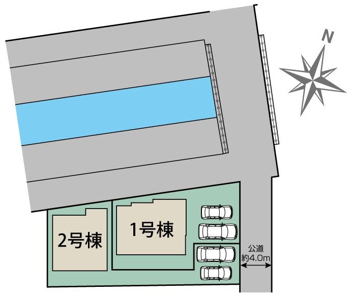 八王子市上柚木の新築戸建ての区画図