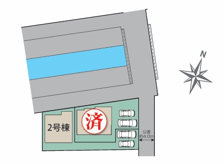 八王子市上柚木の新築戸建て2号棟の区画図