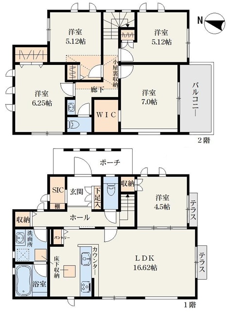 八王子市片倉町の新築戸建ての間取図
