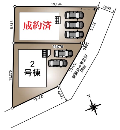 八王子市川口町の新築戸建て2号棟の区画図