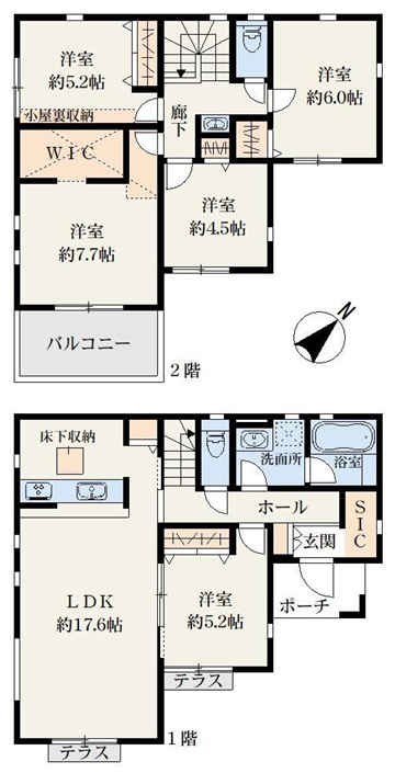 八王子市絹ヶ丘2丁目の新築戸建ての間取図