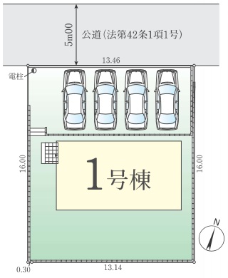 八王子市北野台2丁目の新築戸建ての区画図