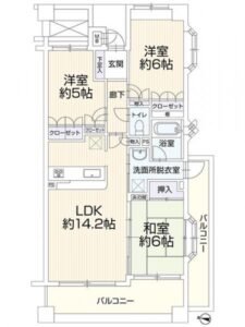 八王子市北野台5丁目の中古マンションの間取図の写真