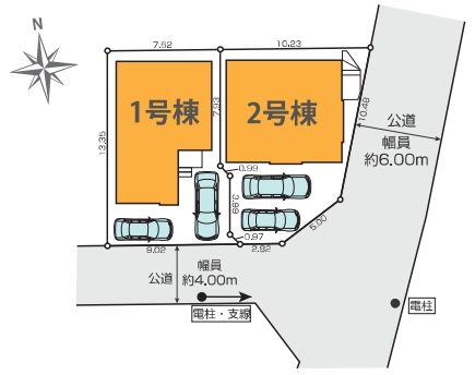 八王子市清川町の新築戸建ての区画図