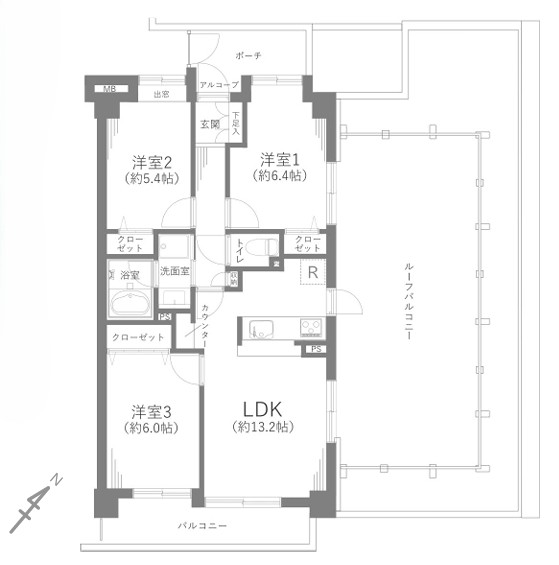 八王子市松木の中古マンションの間取図の写真