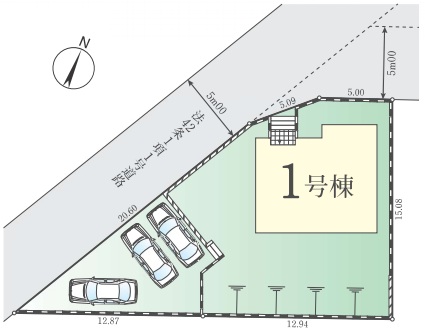 八王子市めじろ台1丁目の新築戸建ての区画図