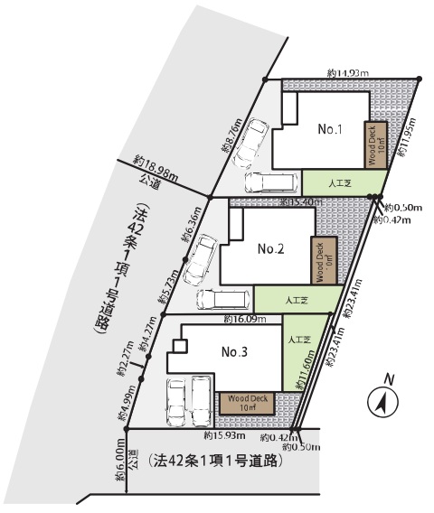 八王子市めじろ台3丁目の新築戸建ての区画図