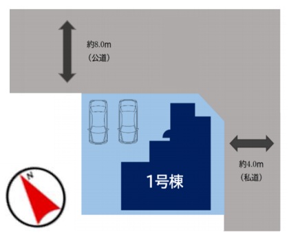 八王子市緑町の新築戸建ての区画図