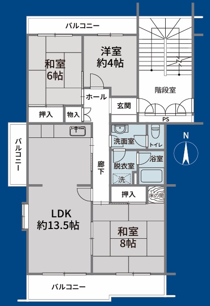 八王子市南大沢3丁目の中古マンション5階の間取図