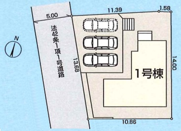 八王子市元八王子町1丁目の新築戸建ての区画図
