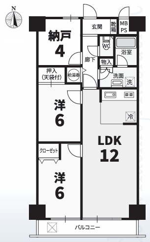 八王子市明神町4丁目の中古マンション9階の間取図