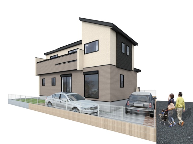 八王子市楢原町の新築戸建ての外観の完成予想図