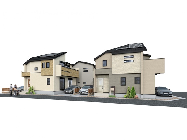 八王子市小門町の新築戸建て1号棟の外観の完成予想図
