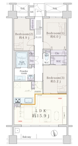 八王子市大塚の中古マンションの間取図の写真