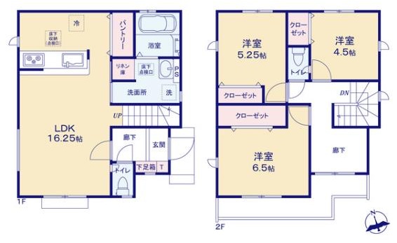 八王子市大和田町7丁目の新築戸建ての間取図