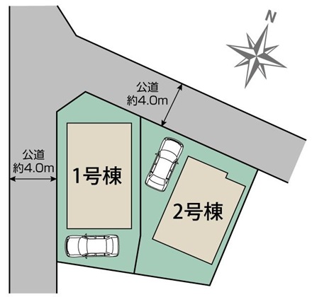 八王子市散田町2丁目の新築戸建ての区画図