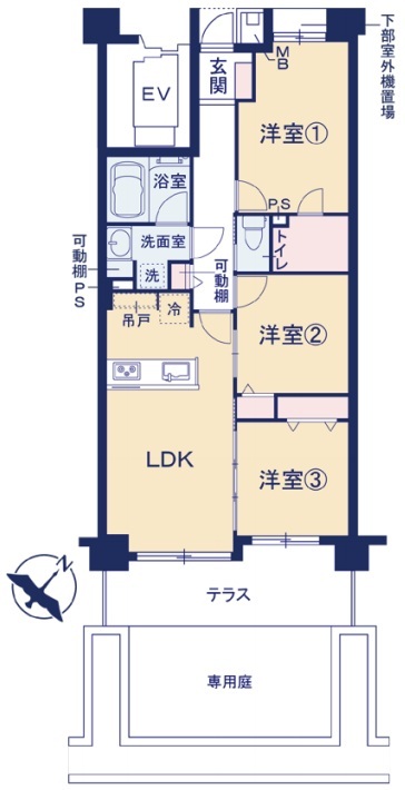 八王子市散田町1丁目の中古マンションの間取図