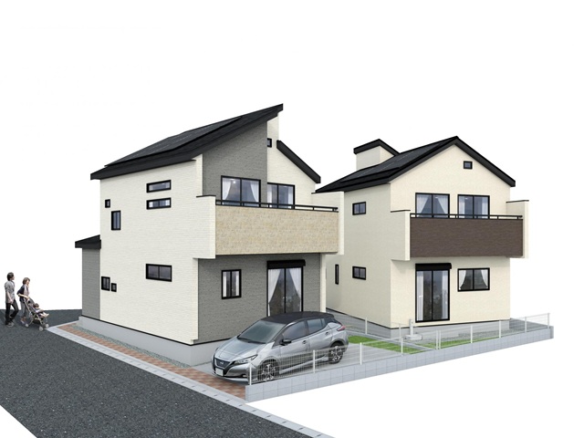 八王子市散田町２丁目の新築戸建て1号棟の外観の完成予想図