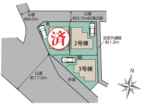 八王子市散田町4丁目の新築戸建ての区画図
