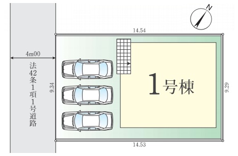 八王子市散田町5丁目の新築戸建ての区画図