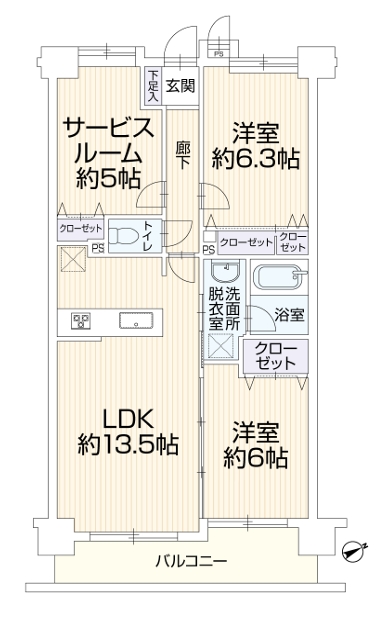 八王子市散田町5丁目の中古マンションの間取図の写真