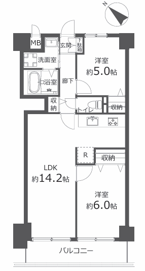 八王子市千人町1丁目の中古マンションの間取図の写真