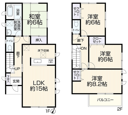 八王子市下柚木の中古戸建ての間取図の写真