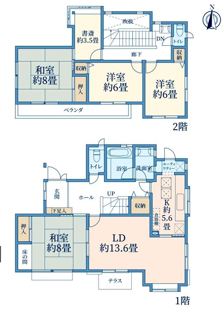 八王子市城山手2丁目の中古戸建ての間取図の写真