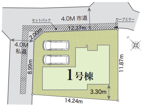八王子市諏訪町の新築戸建ての区画図